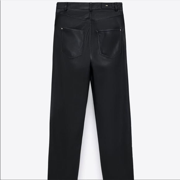 Zara Faux Leather High Rise‎ Mom Fit Pants 6 - Picture 7 of 10